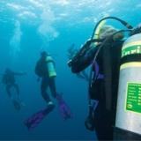Divers breathing underwater with Nitrox